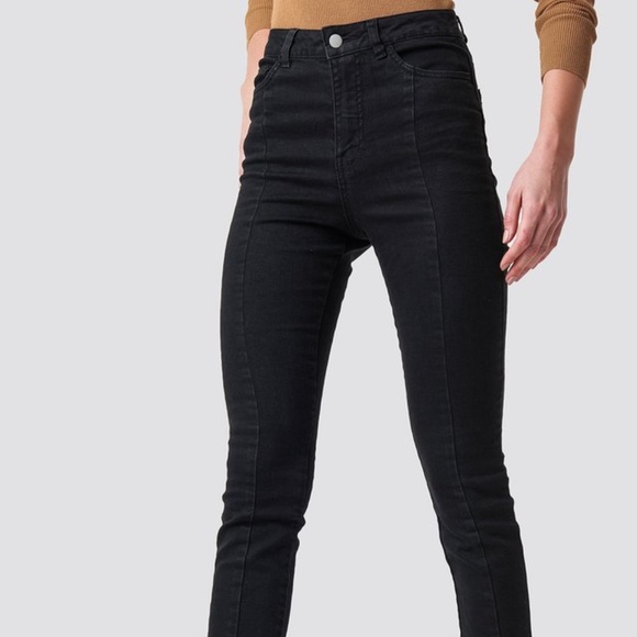 Black High Waist Skinny Panel Jeans - Picture 3 of 5